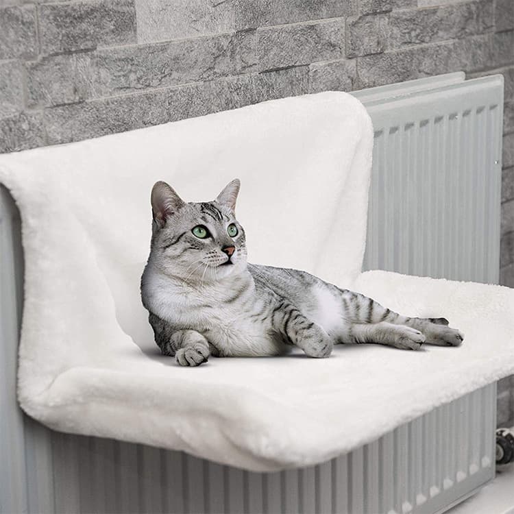Hamac de radiateur pour chat (cadre métallique, blanc)