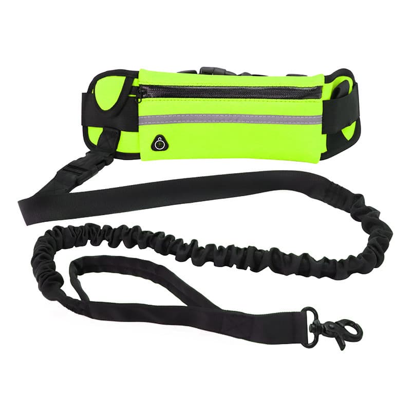 Laisse mains libres pour chien avec ceinture (jaune fluo)