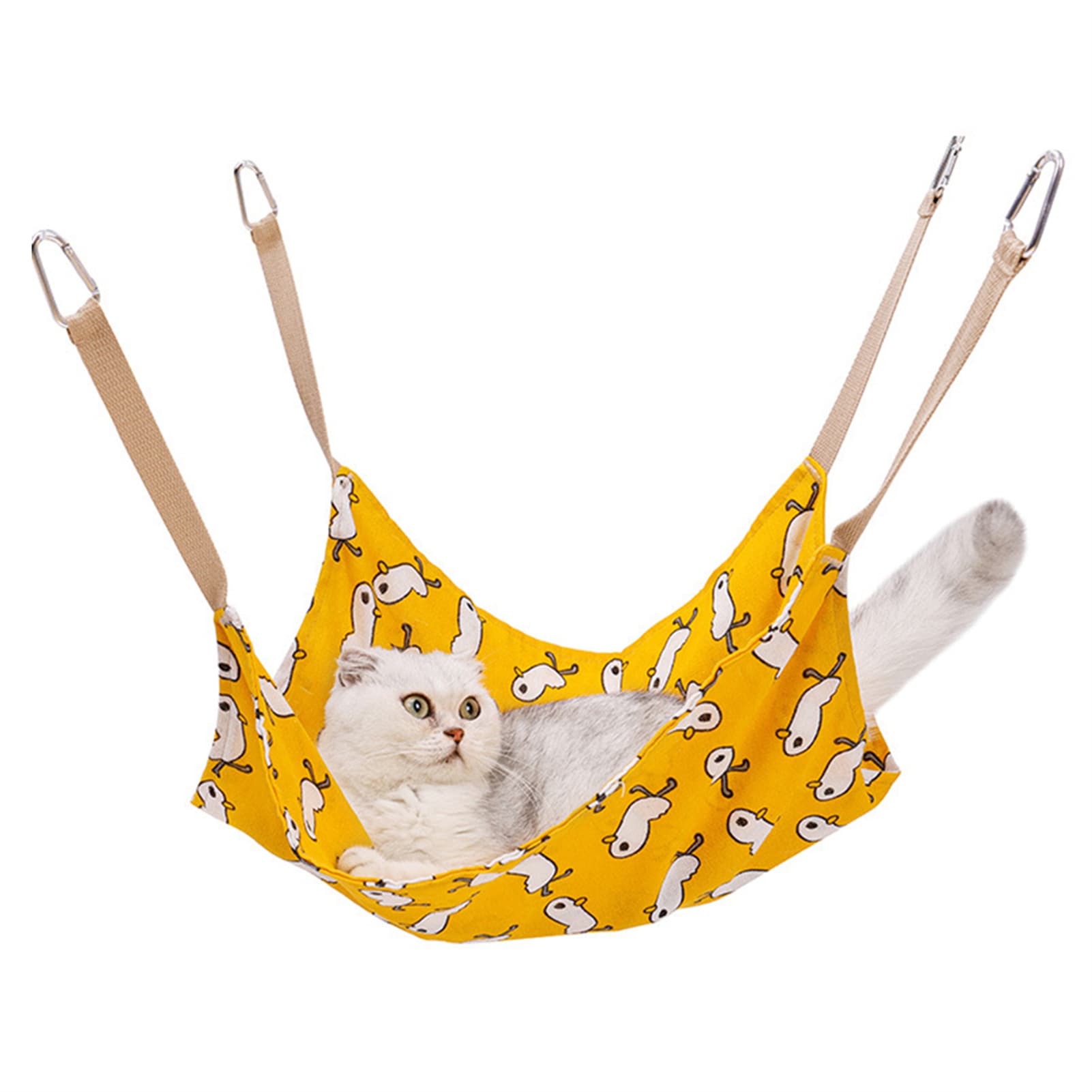Hamac suspendu pour chat (coton et lin, motif canards jaune, 47 x 47 cm) — Chats (photo 1 sur 1)