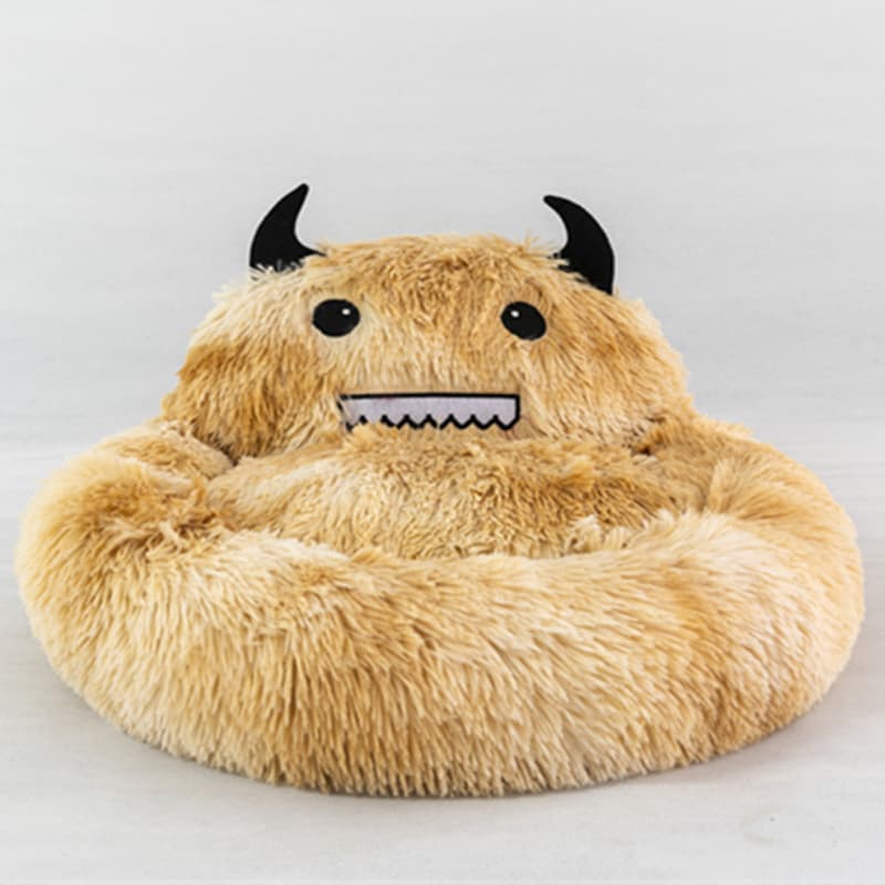 Panier rond pour chat (peluche, monstre beige 50 cm) — Chats (photo 1 sur 1)