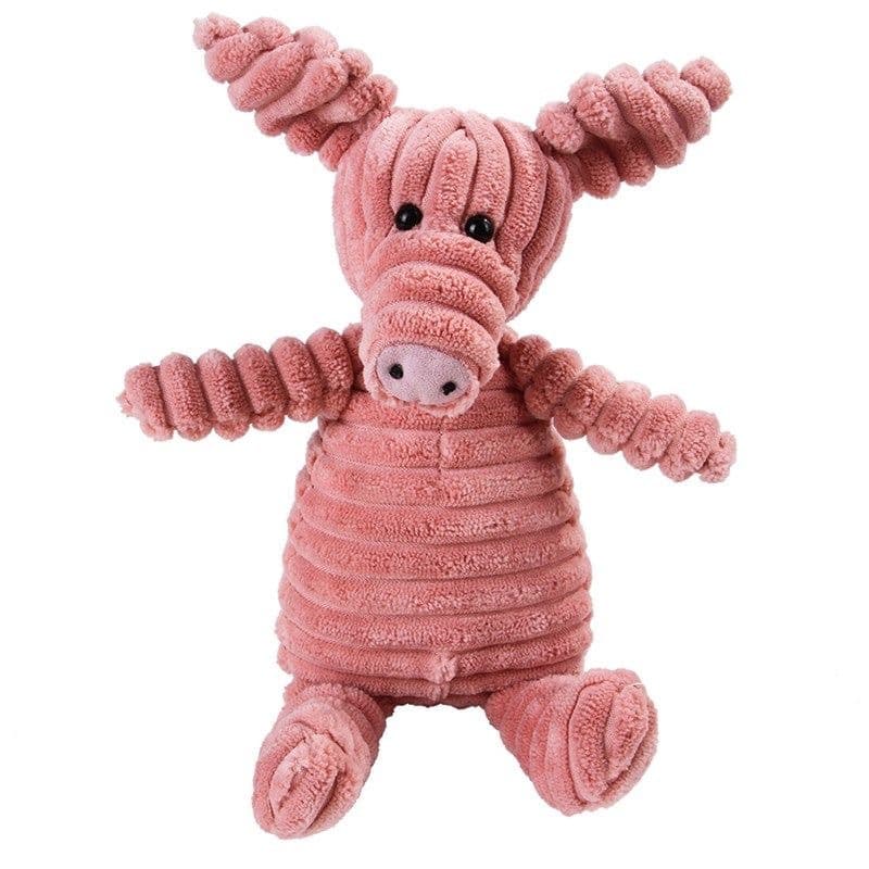 Peluche couineur pour chien (cochon rose en tissu côtelé) — Chiens (photo 1 sur 1)