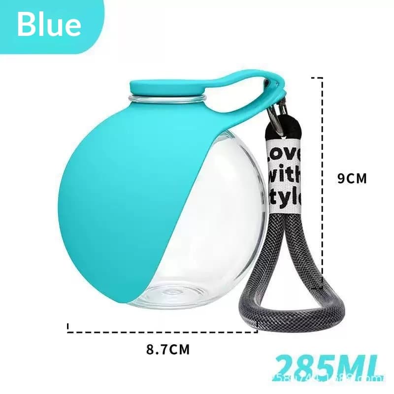 Gourde de voyage pour chien avec bol intégré (285 ml, version plastique, bleu)